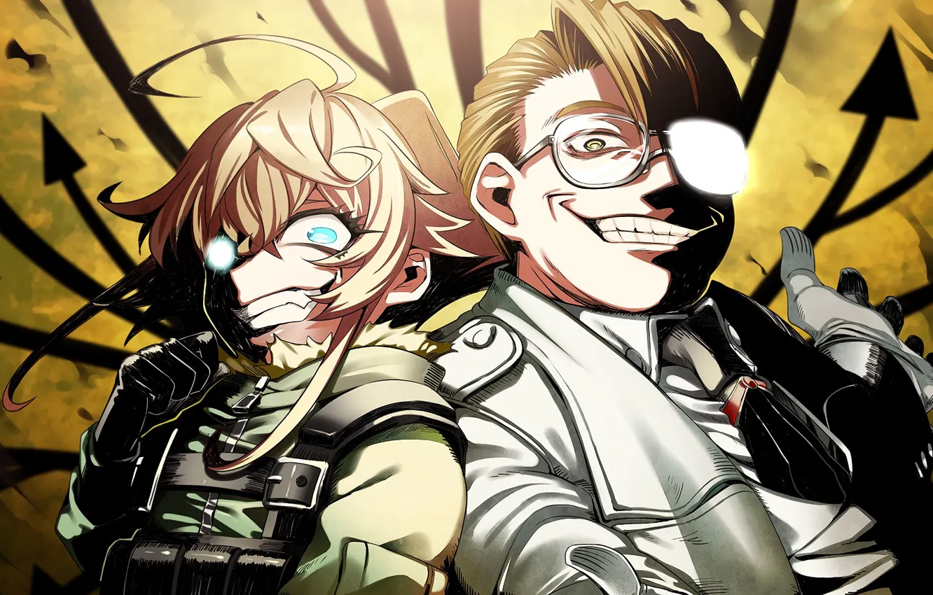 Photo wallpaper girl, blood, soldier, military, war, anime, man, crossover