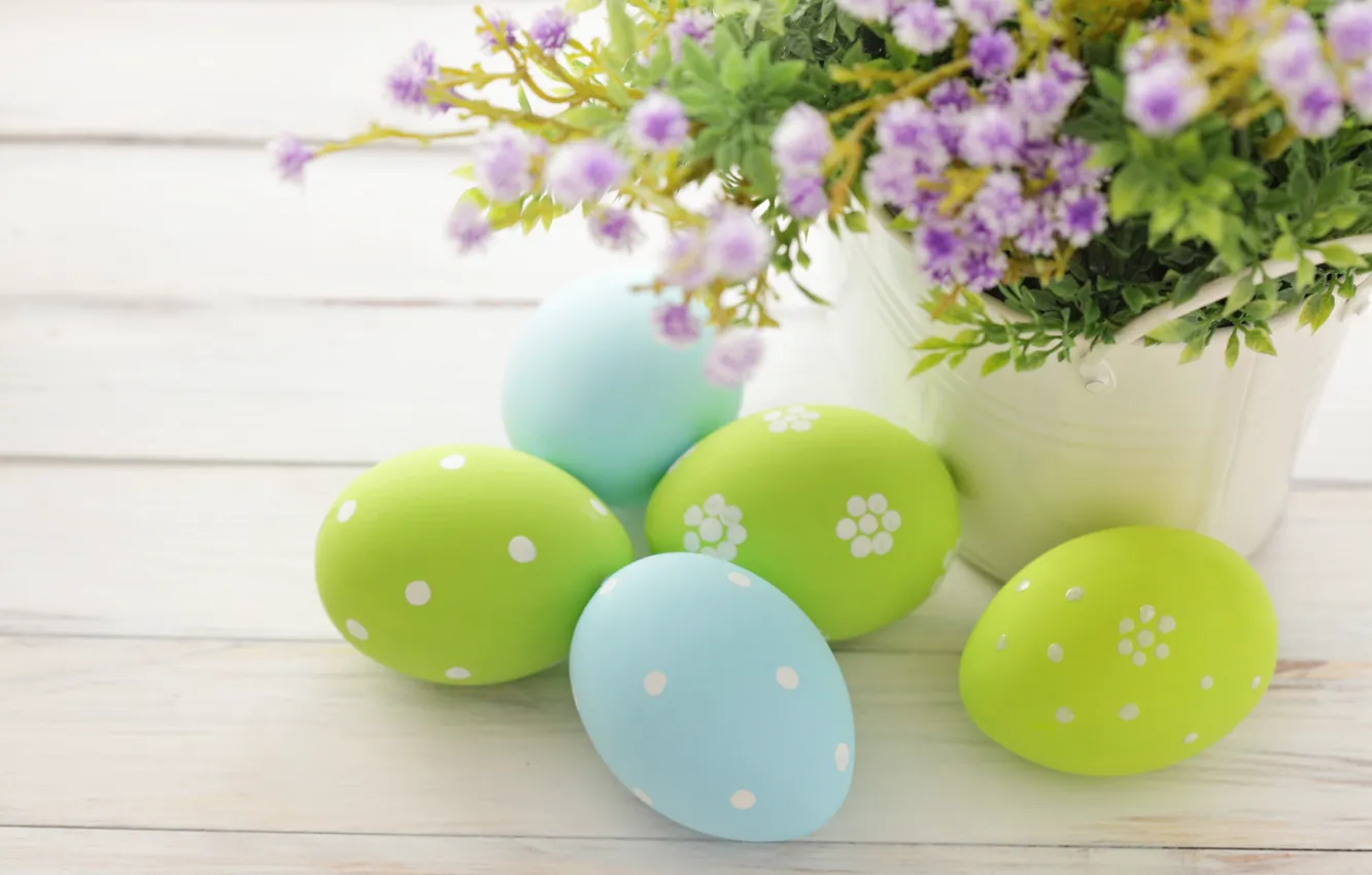 Photo wallpaper Easter, flowers, spring, Easter, eggs