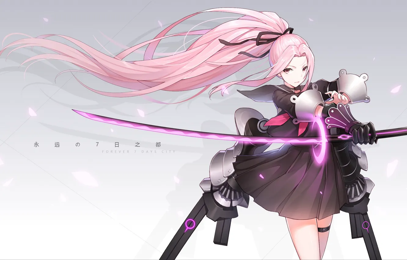 Photo wallpaper look, girl, sword, art, forever 7th capital