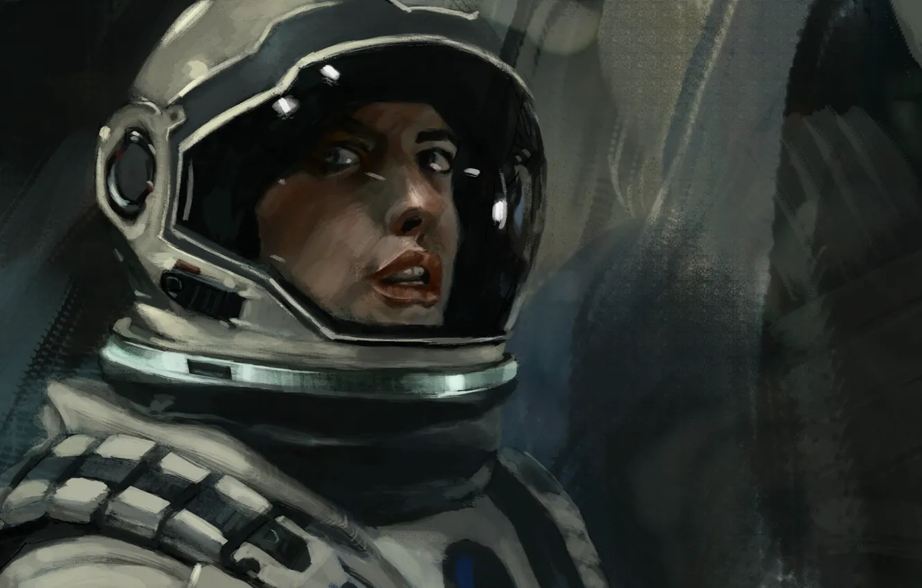 Photo wallpaper astronaut, the suit, helmet, astronaut, Anne Hathaway, interstellar, Interstellar, Amelia Brand