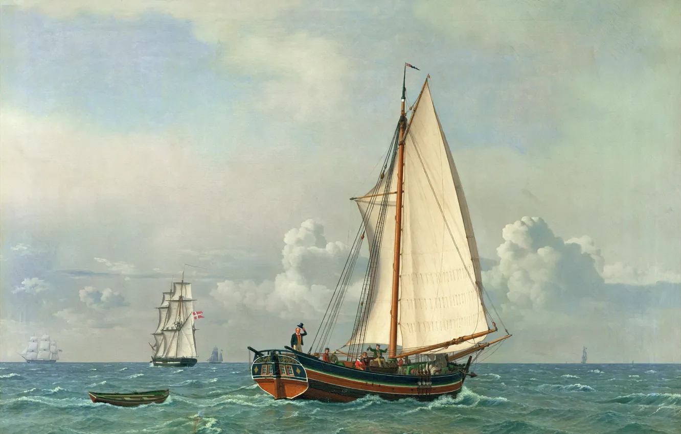 Photo wallpaper oil, picture, canvas, Danish painter, Christopher William Eckersberg, "Sea"