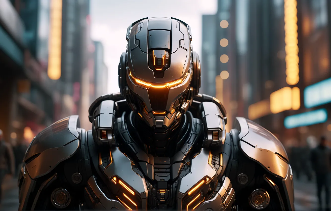 Photo wallpaper robot, armor, neural network