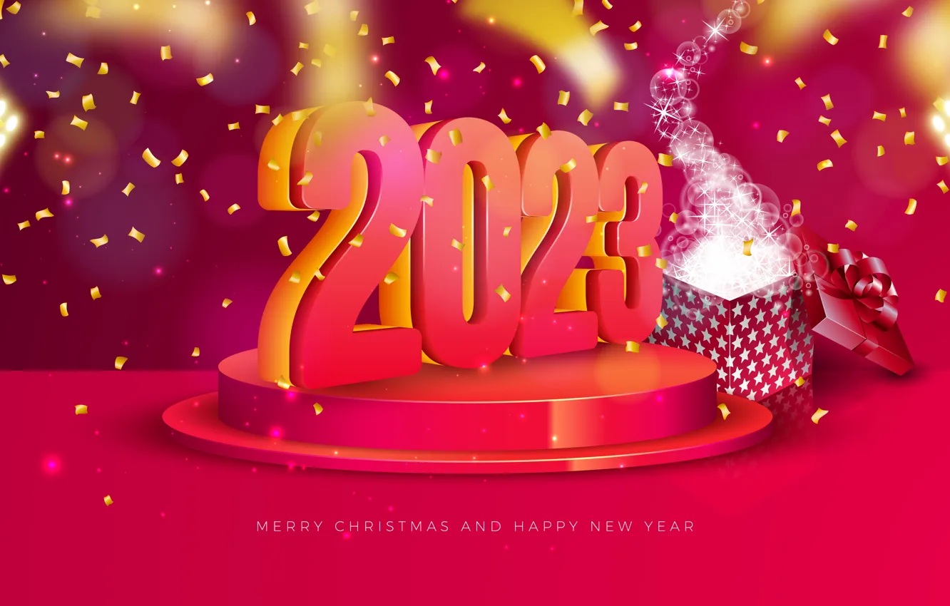 Photo wallpaper new year, Christmas, banner, date, 2023