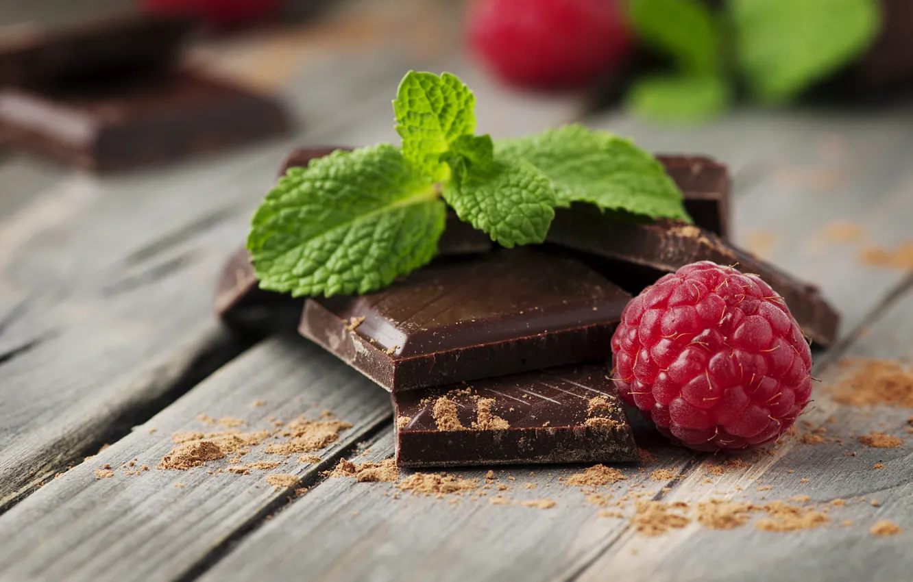 Photo wallpaper raspberry, chocolate, berry