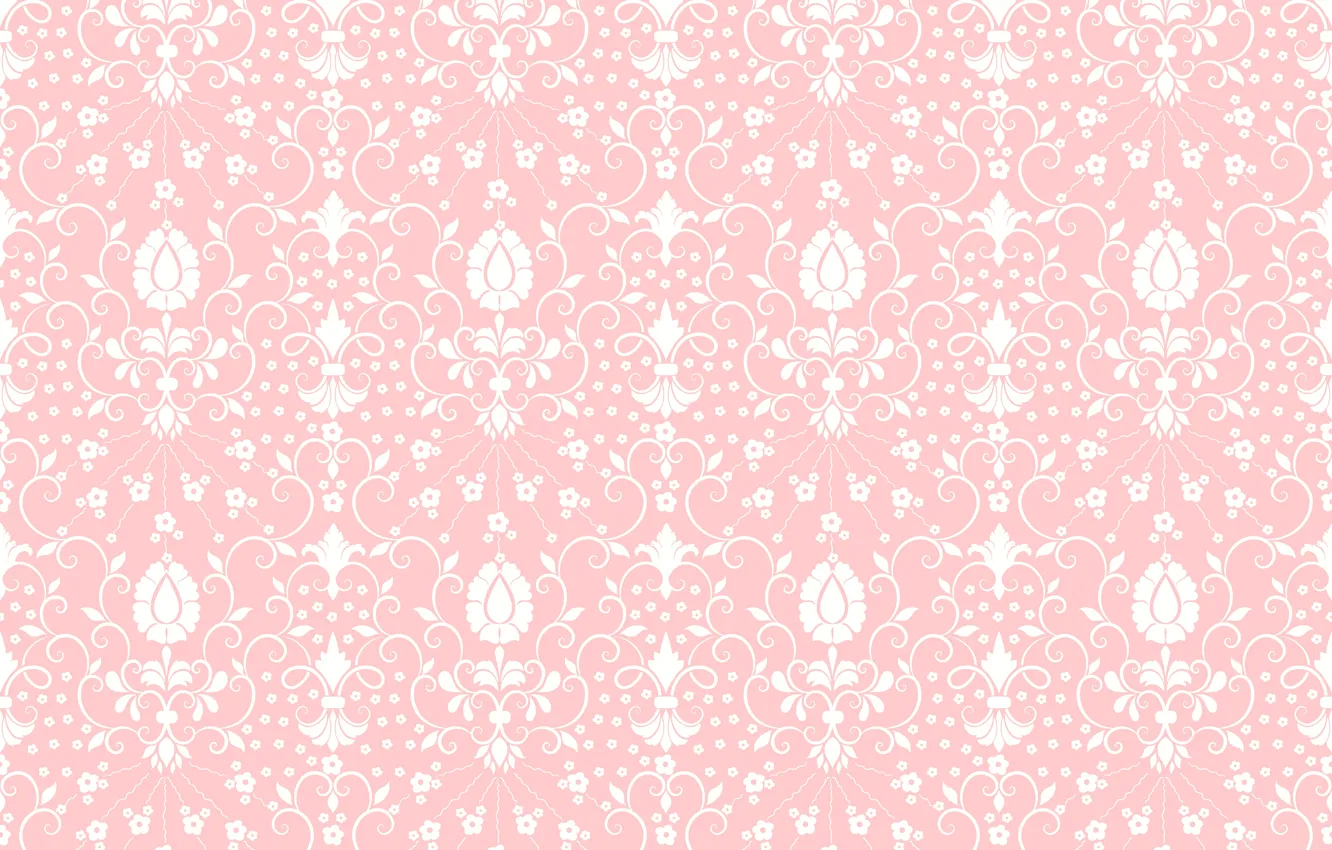 Photo wallpaper flowers, texture, ornament, pink background