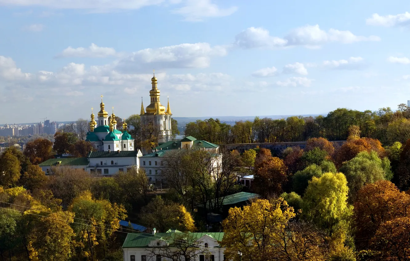 Photo wallpaper trees, the city, photo, Cathedral, temple, the monastery, Kiev