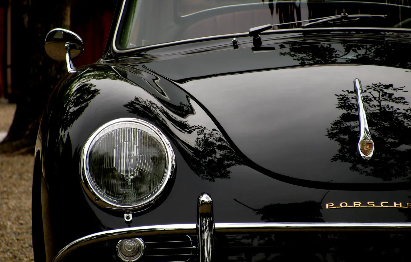 Photo wallpaper black, headlight, Porsche, classic, lacquer