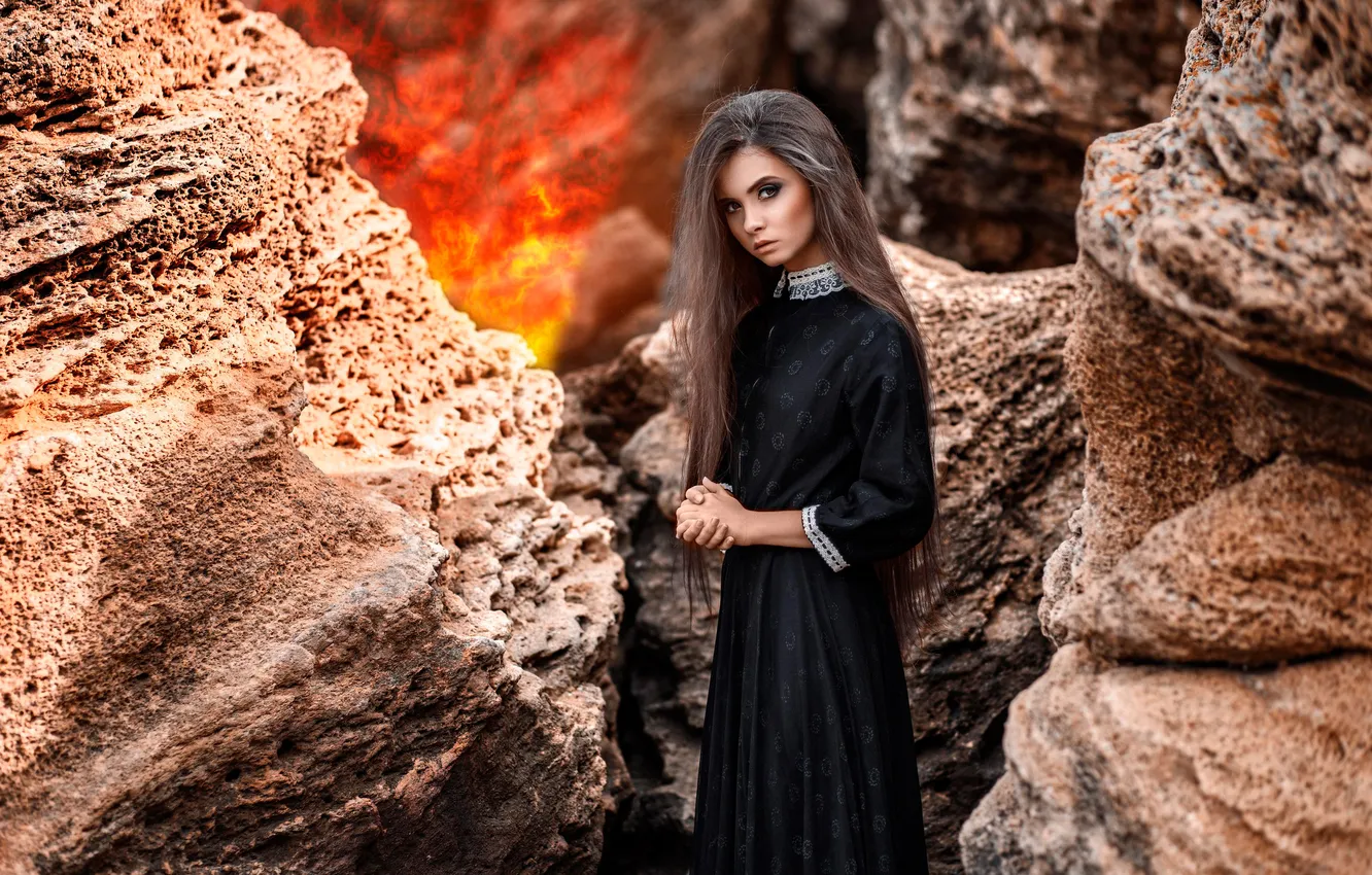 Photo wallpaper look, stones, dress, the beauty, Jeanne, Dmitry Pererva, Jeanne Evstafieva