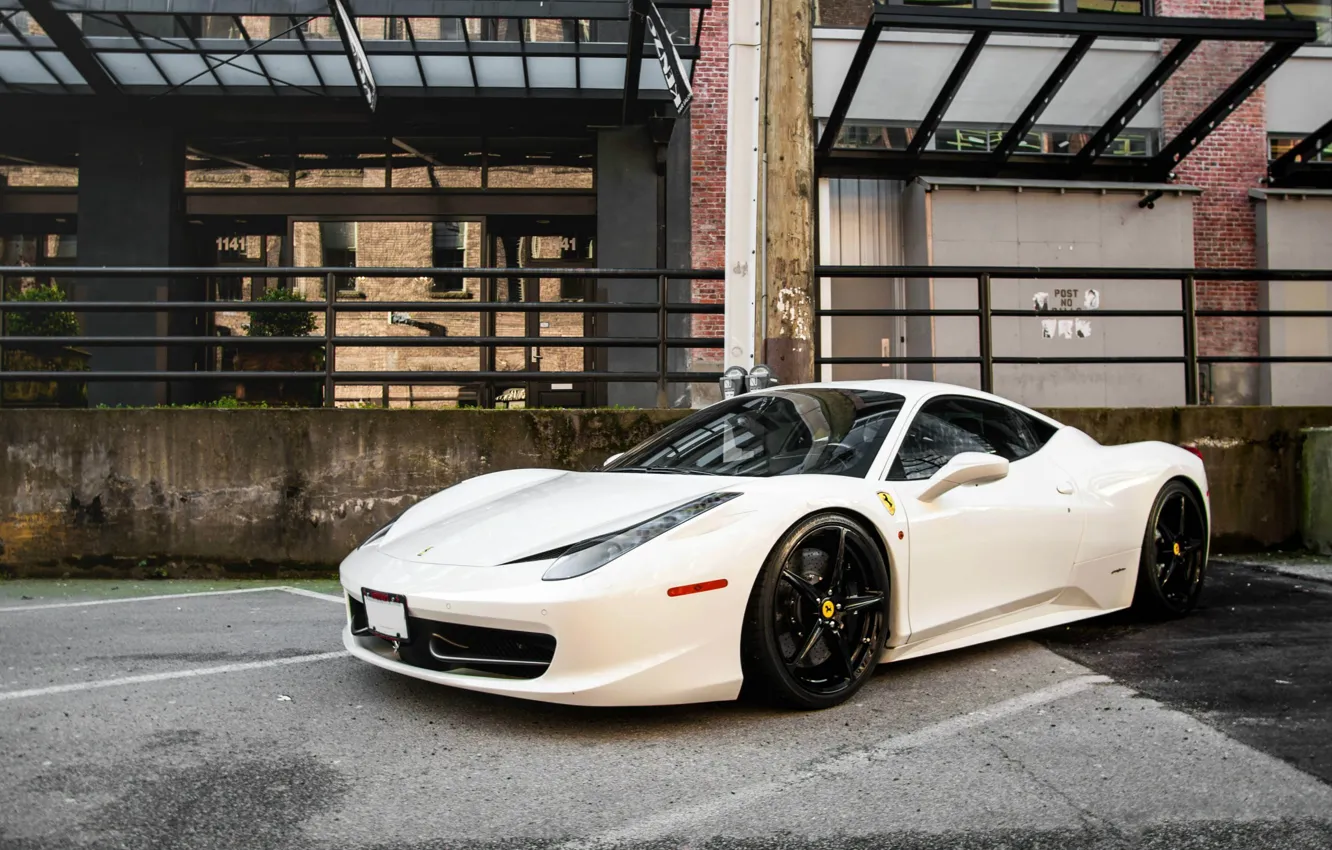 Photo wallpaper Ferrari, White, Italy, Ferrari, 458, Italia