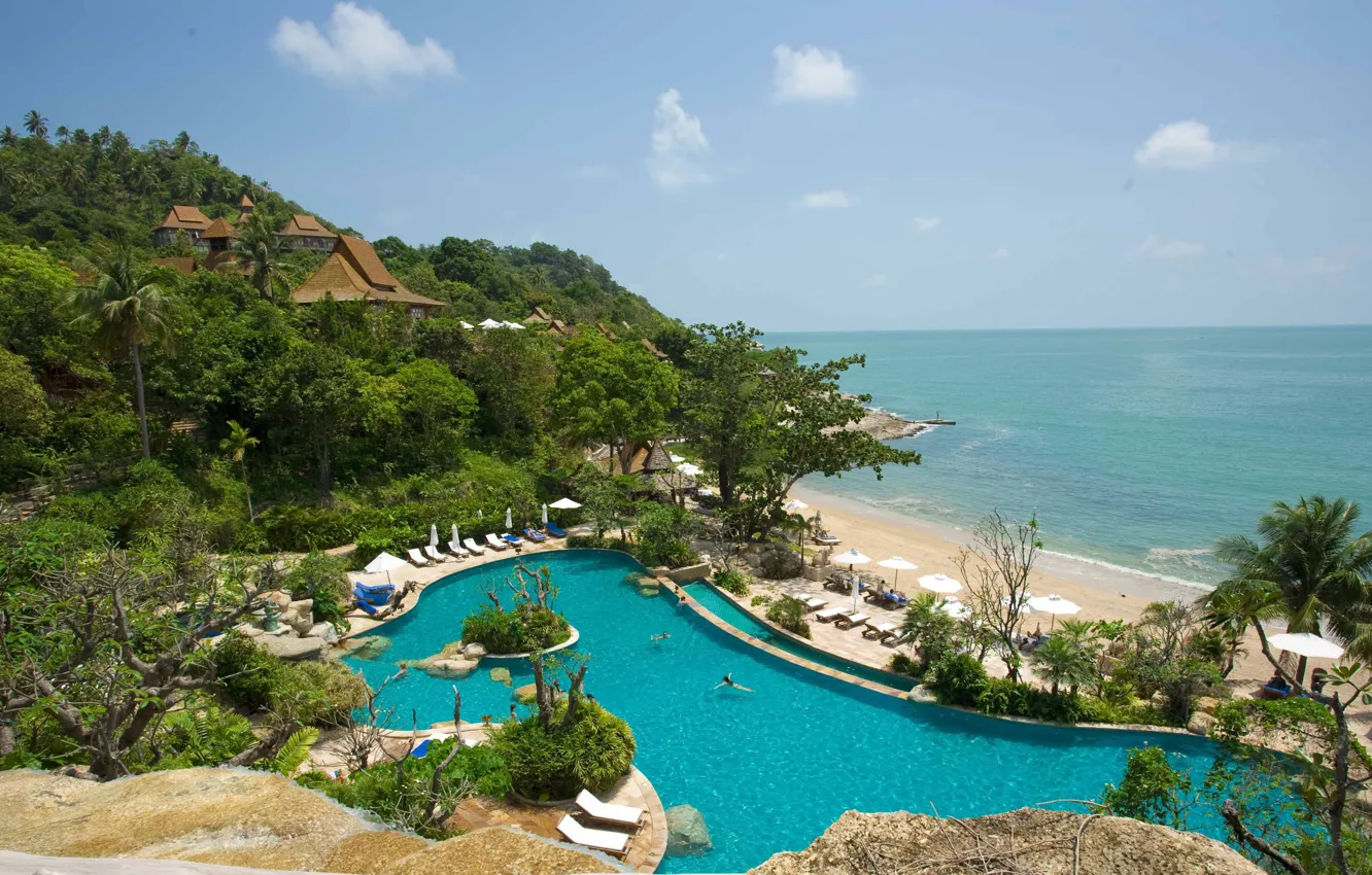 Photo wallpaper the ocean, pool, resort