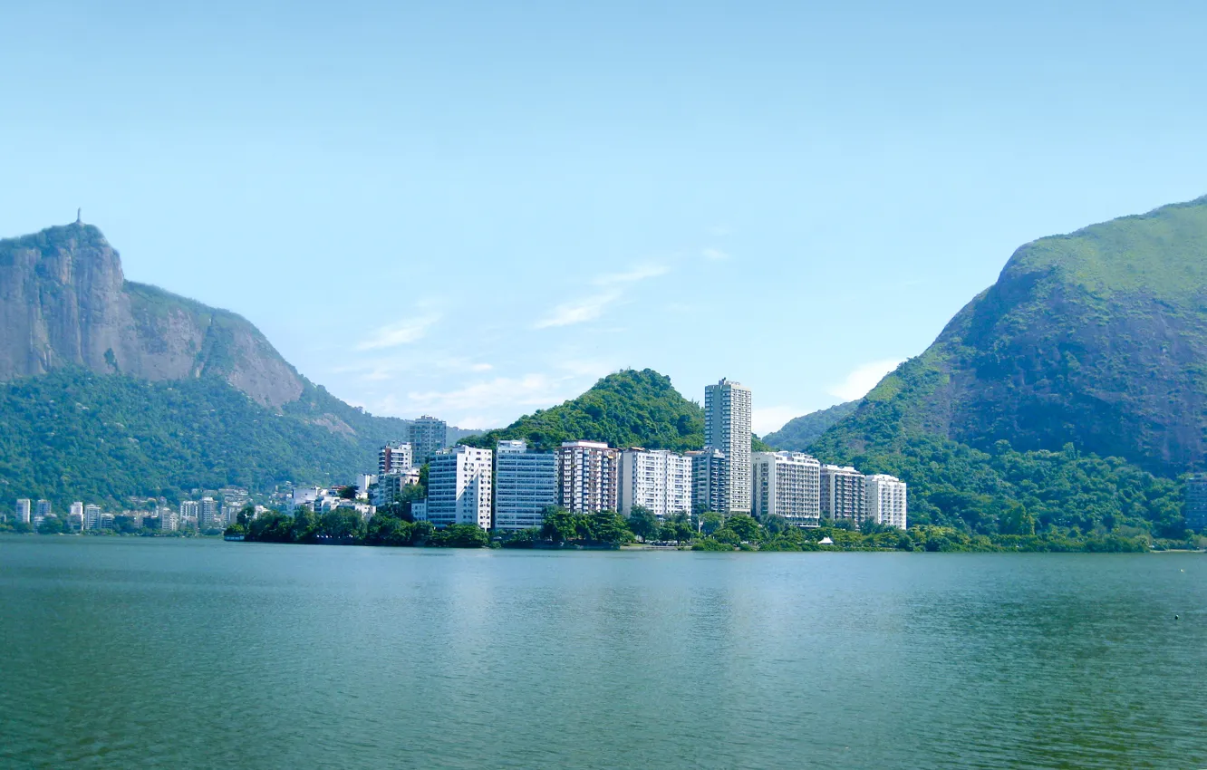 Photo wallpaper the city, the ocean, island, home, Bay, Brazil, wallpapers, Rio de Janeiro