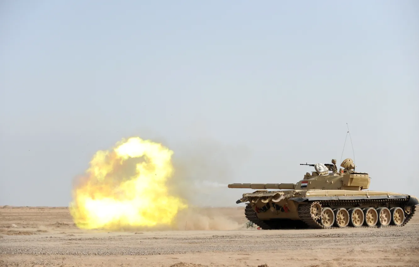 Photo wallpaper war, shot, tank, Iraq, t-72