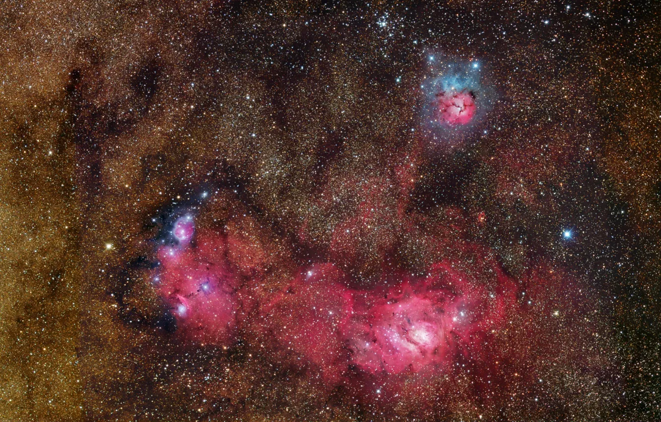 Photo wallpaper stars, clusters, the lagoon nebula, Sagittarius