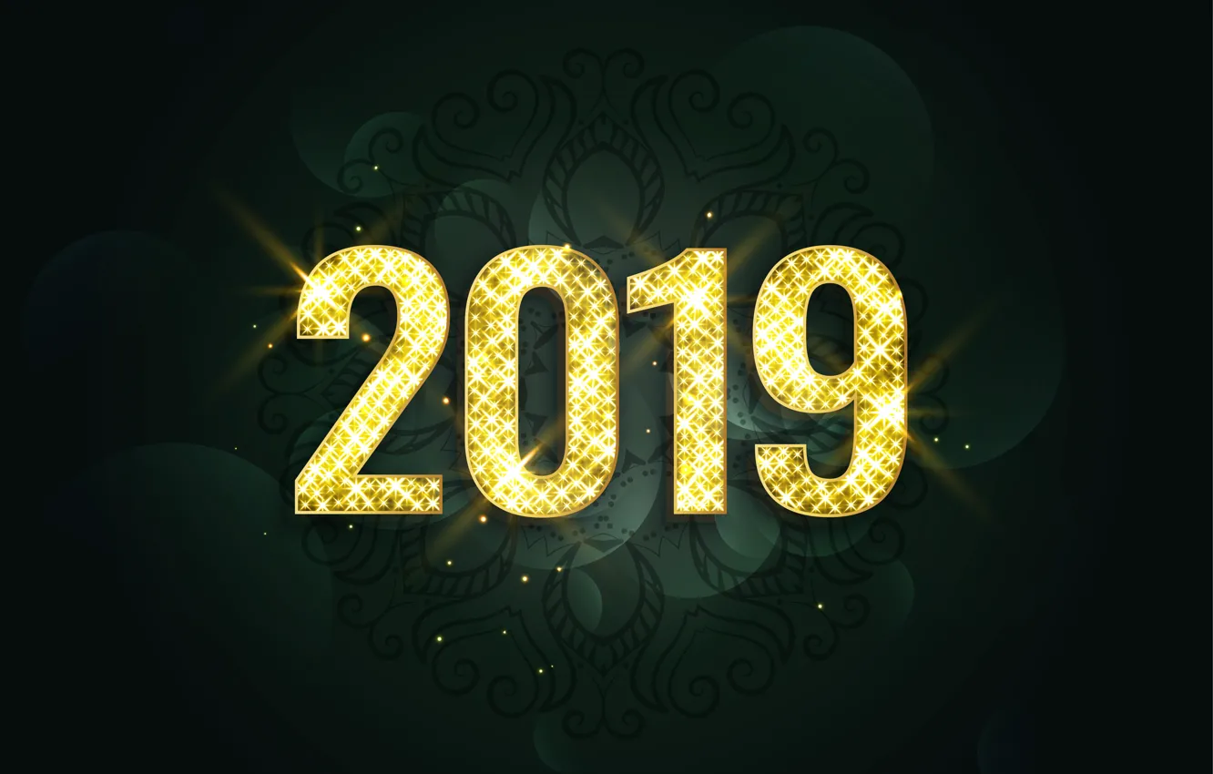 Photo wallpaper gold, New Year, figures, golden, black background, black, background, New Year