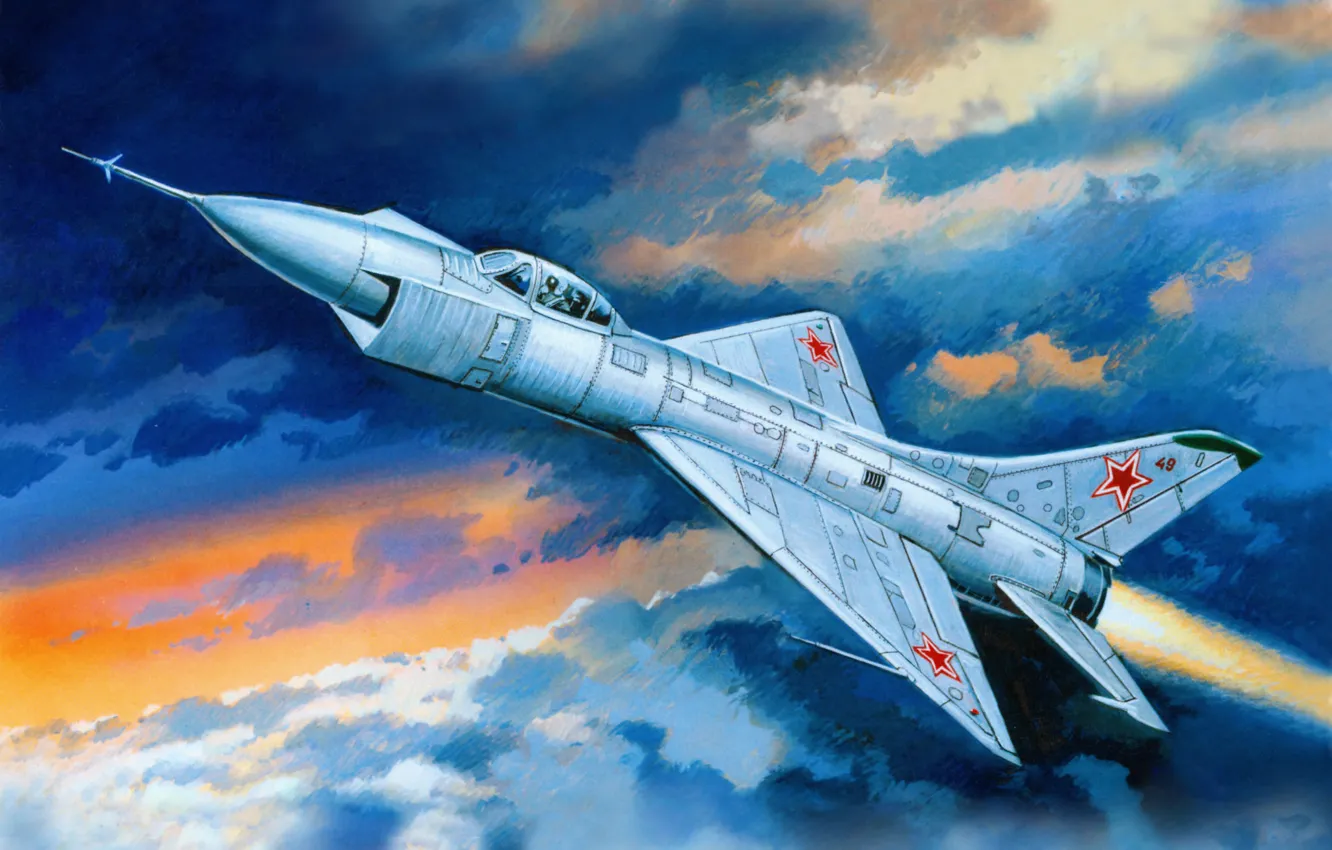 Photo wallpaper the sky, art, the plane, the rise, OKB, experimental, T-49, P. O. Sukhoi