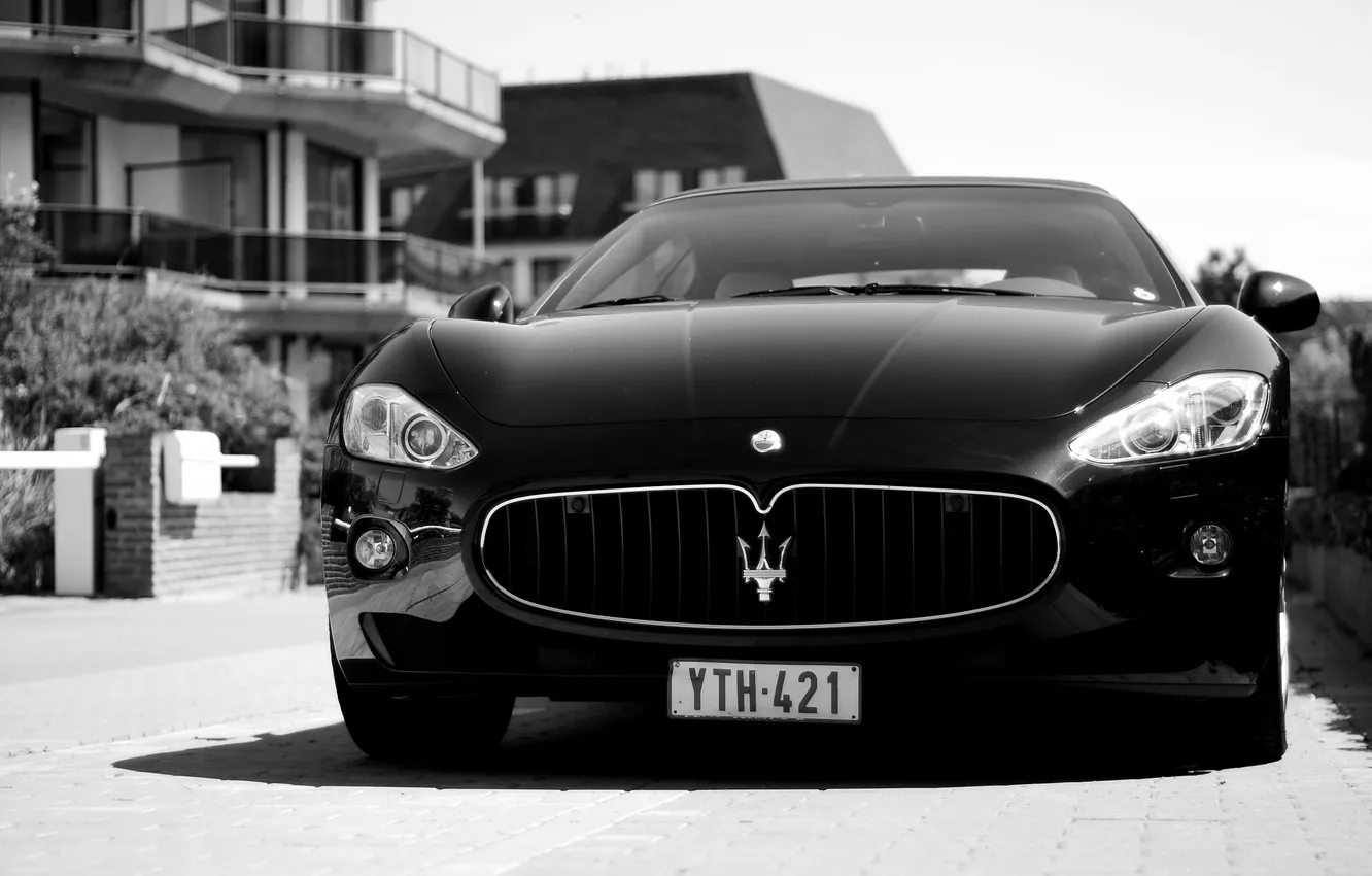 Photo wallpaper black and white, before, maserati grantusrismo