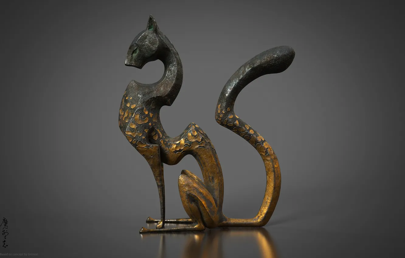 Photo wallpaper cat, metal, art, figures, Cheetah, Kun Tang