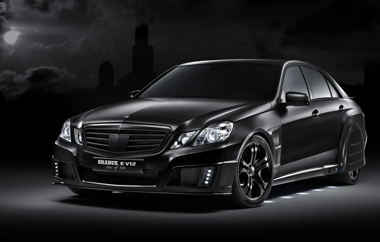 Photo wallpaper black, tuning, Mercedes-Benz, E V12, Brabus