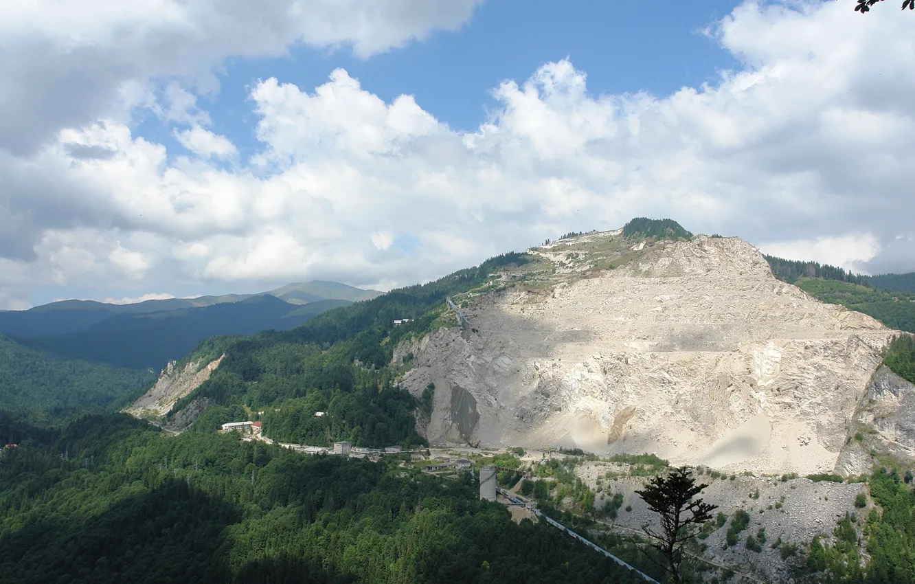 Photo wallpaper forest, trees, landscape, nature, clouds, mountain, lake
