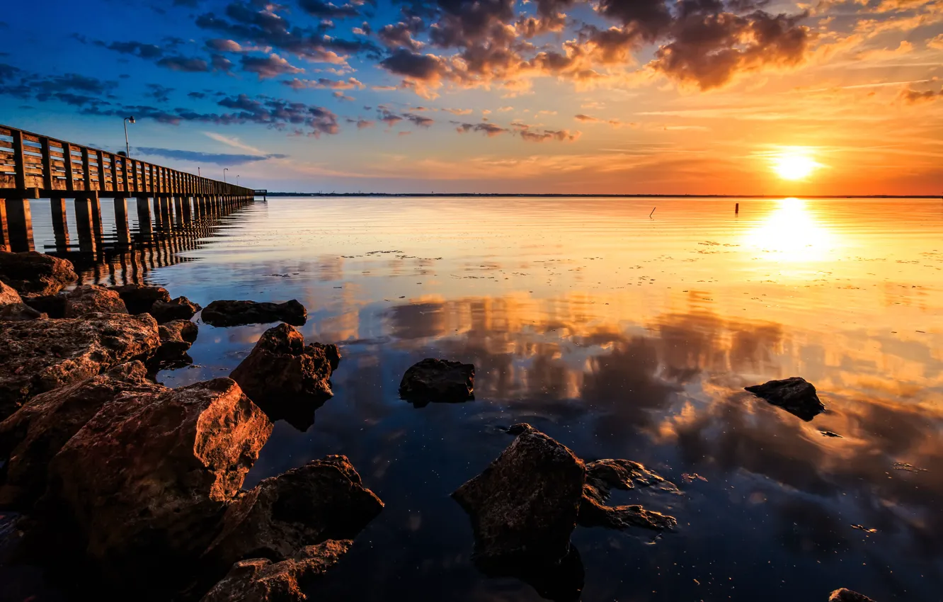 Photo wallpaper the sun, landscape, sunset, nature, stones, pierce, nature