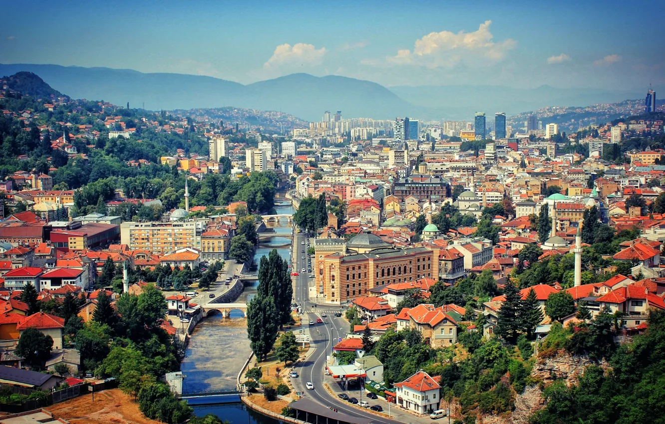 Photo wallpaper mountains, Bosnia and Herzegovina, Bosnia and Herzegovina, The Balkans, the mountains, Sarajevo, Balkans, Sarajevo