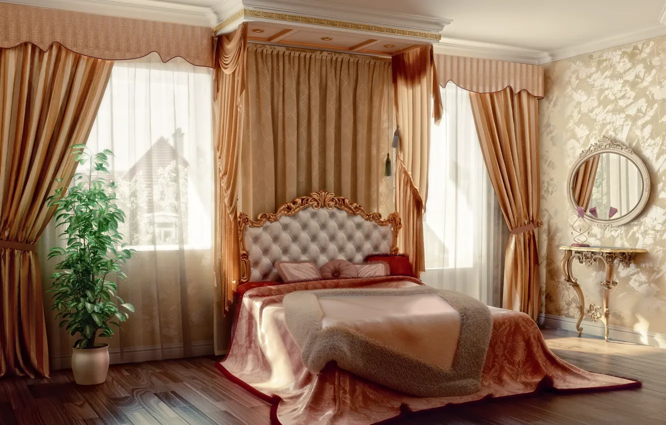 Photo wallpaper flowers, design, furniture, bedroom, design