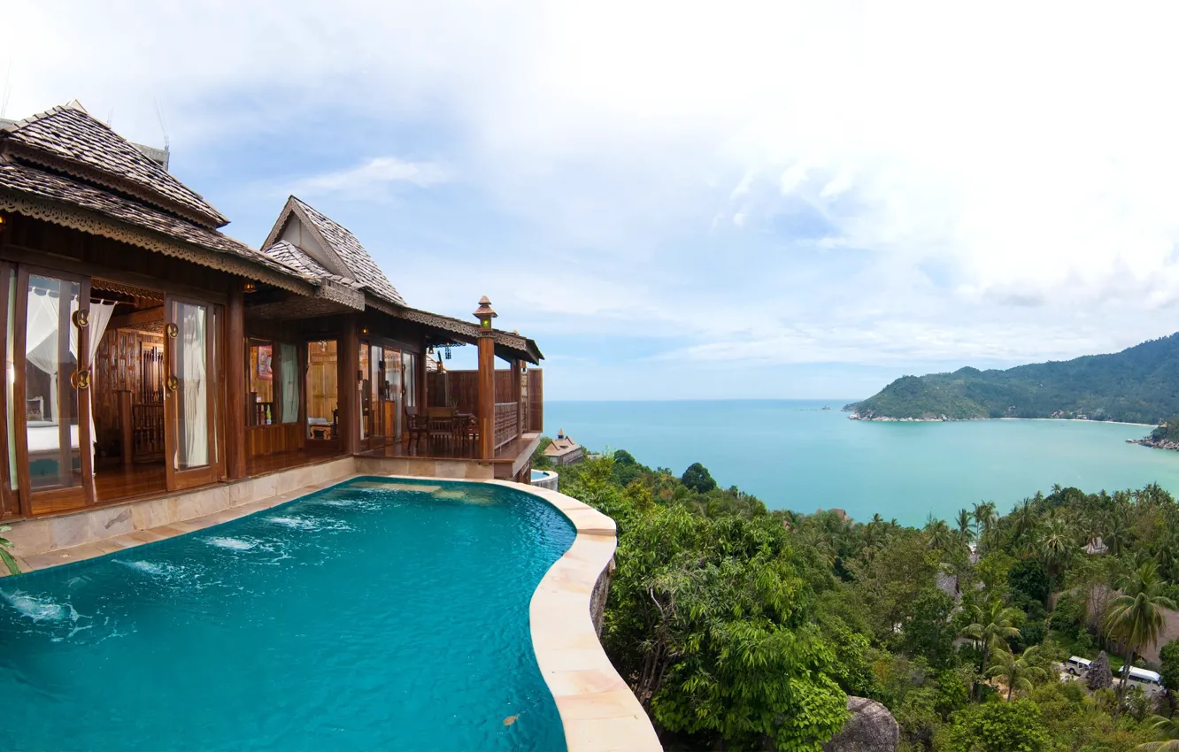 Photo wallpaper the ocean, coast, view, Thailand, panorama, Santhiya Koh Phangan Resort &ampamp; Spa