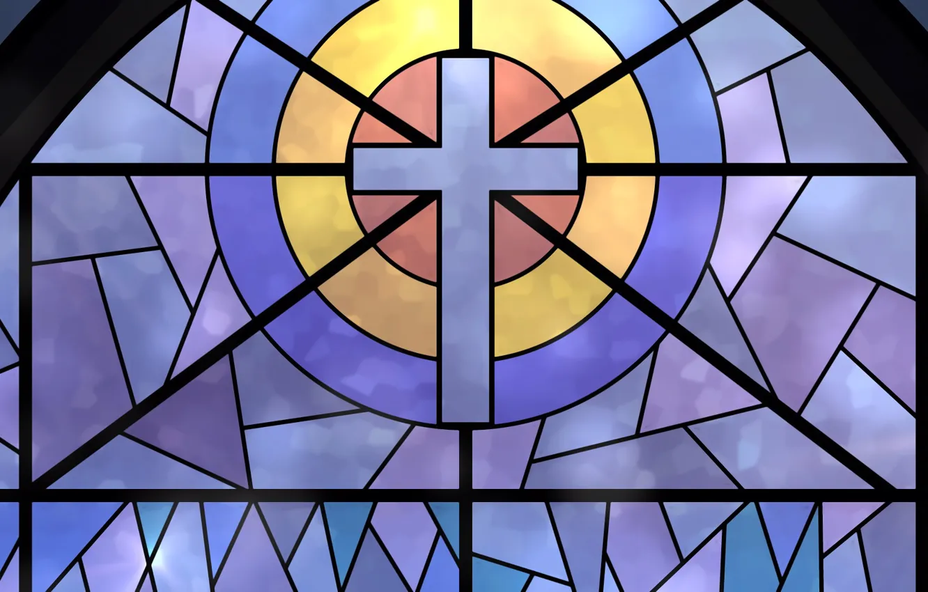 Photo wallpaper cross, texture, window, stained glass, colored glass, a fragment of glass