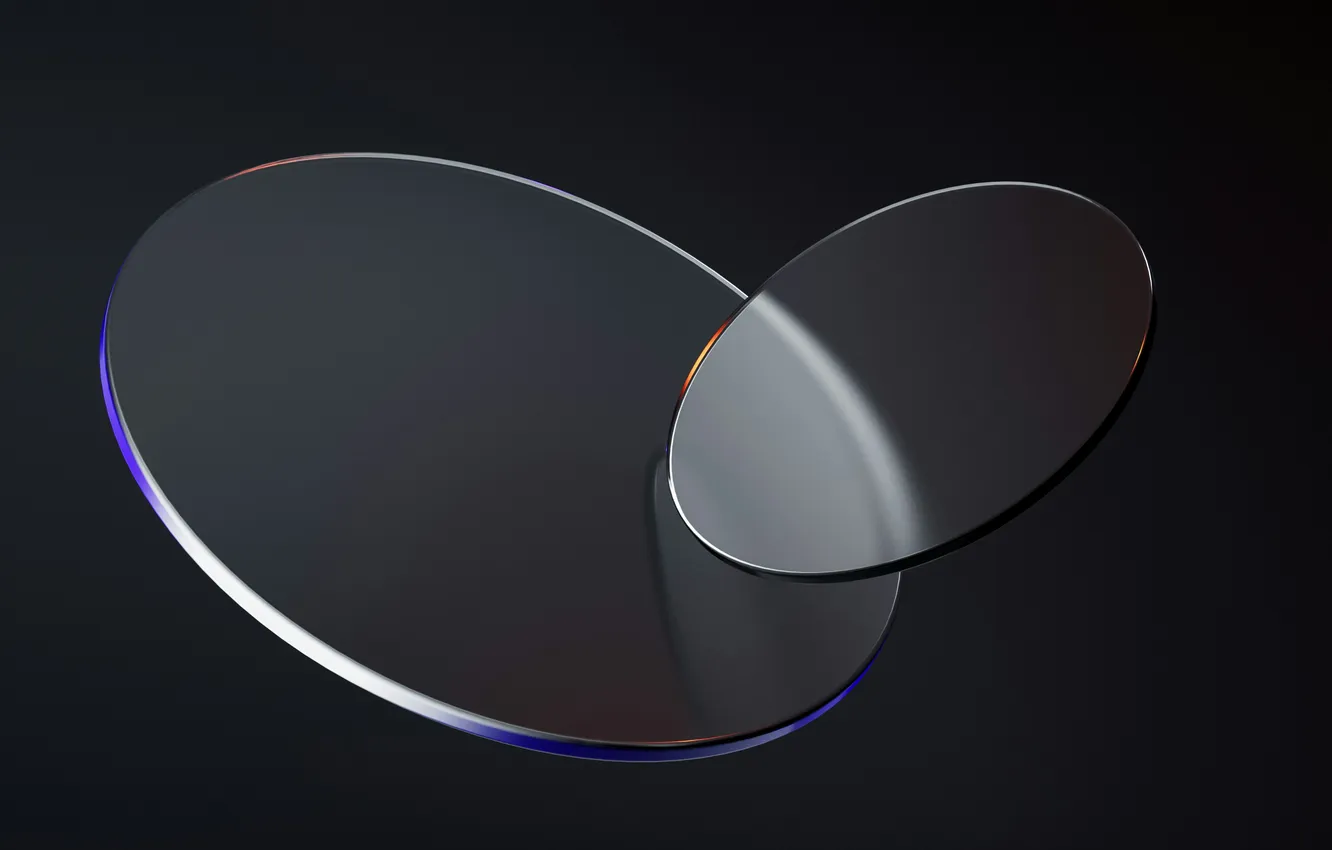 Photo wallpaper glass, circles, abstraction, reflection, the dark background, minimalism, abstract, glass
