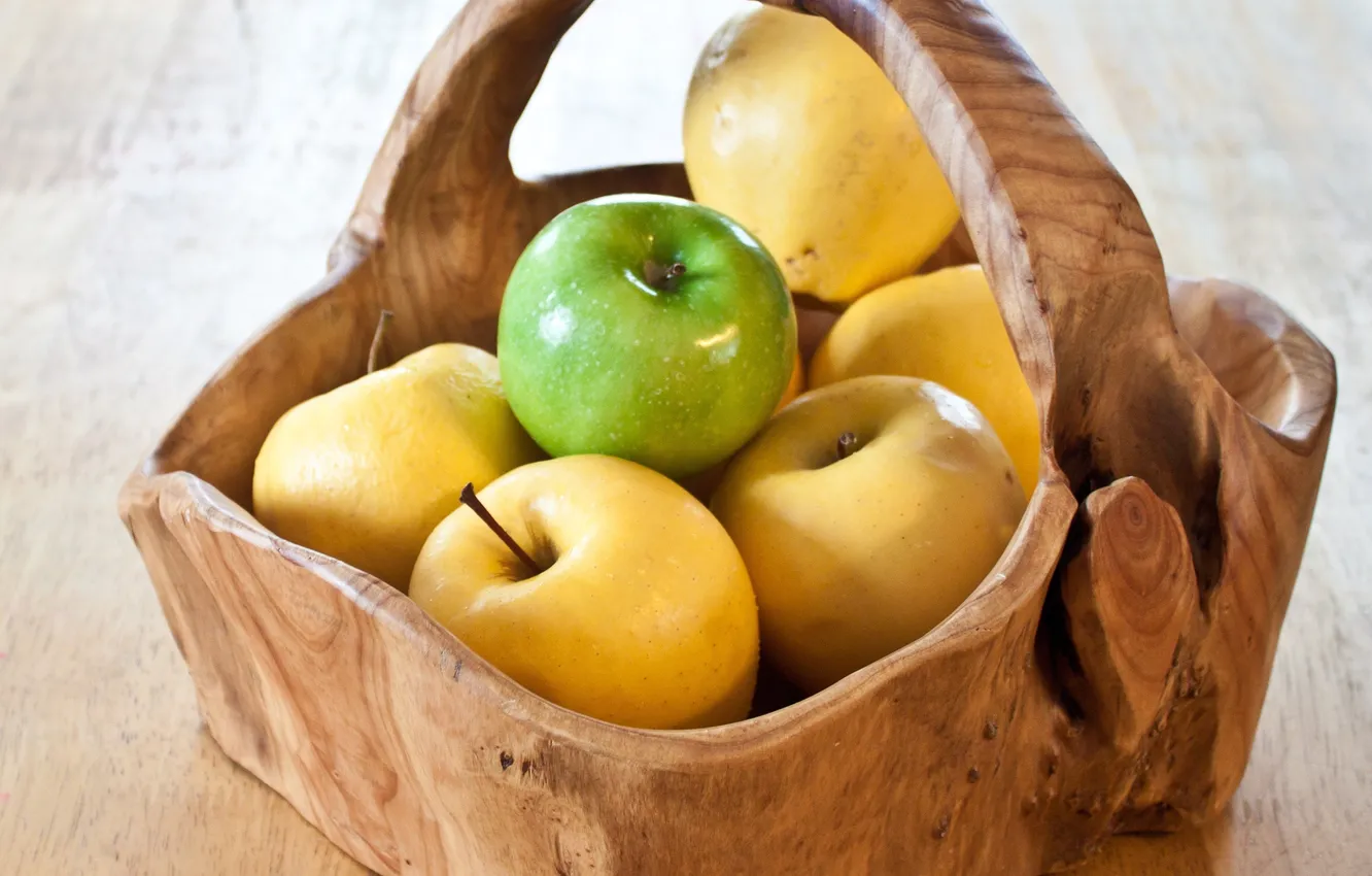 Photo wallpaper basket, apples, food, fruit