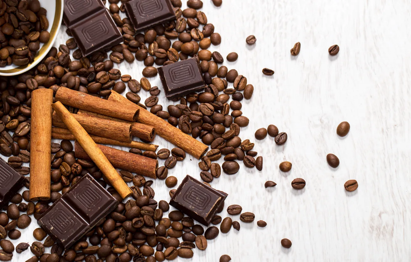 Photo wallpaper chocolate, cinnamon, coffee beans