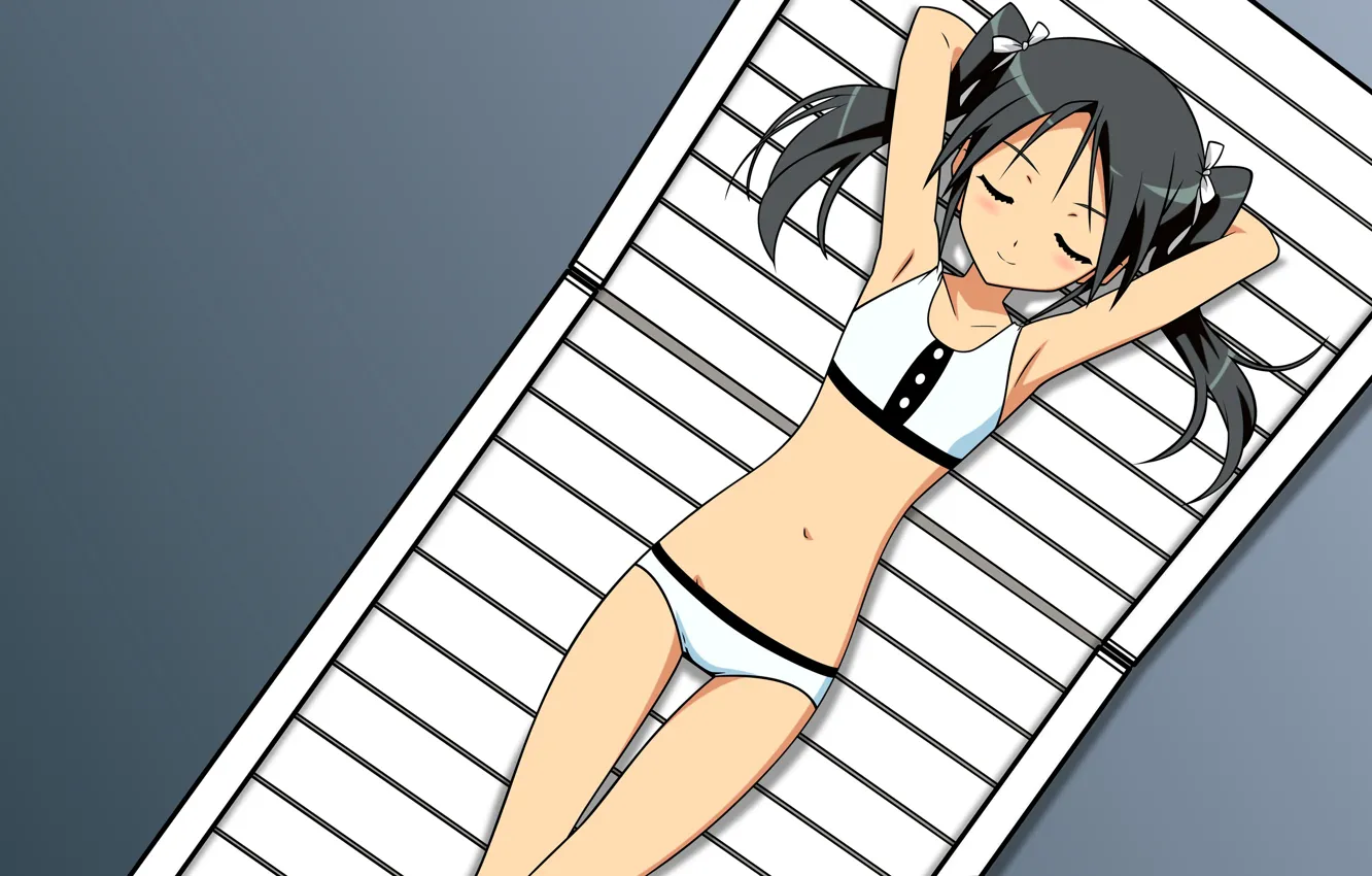 Photo wallpaper swimsuit, girl, anime, art, sunbeds, Sunbathe
