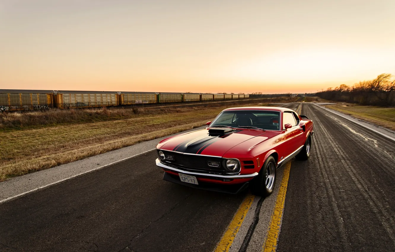 Photo wallpaper Mustang, Ford, Red, 1970