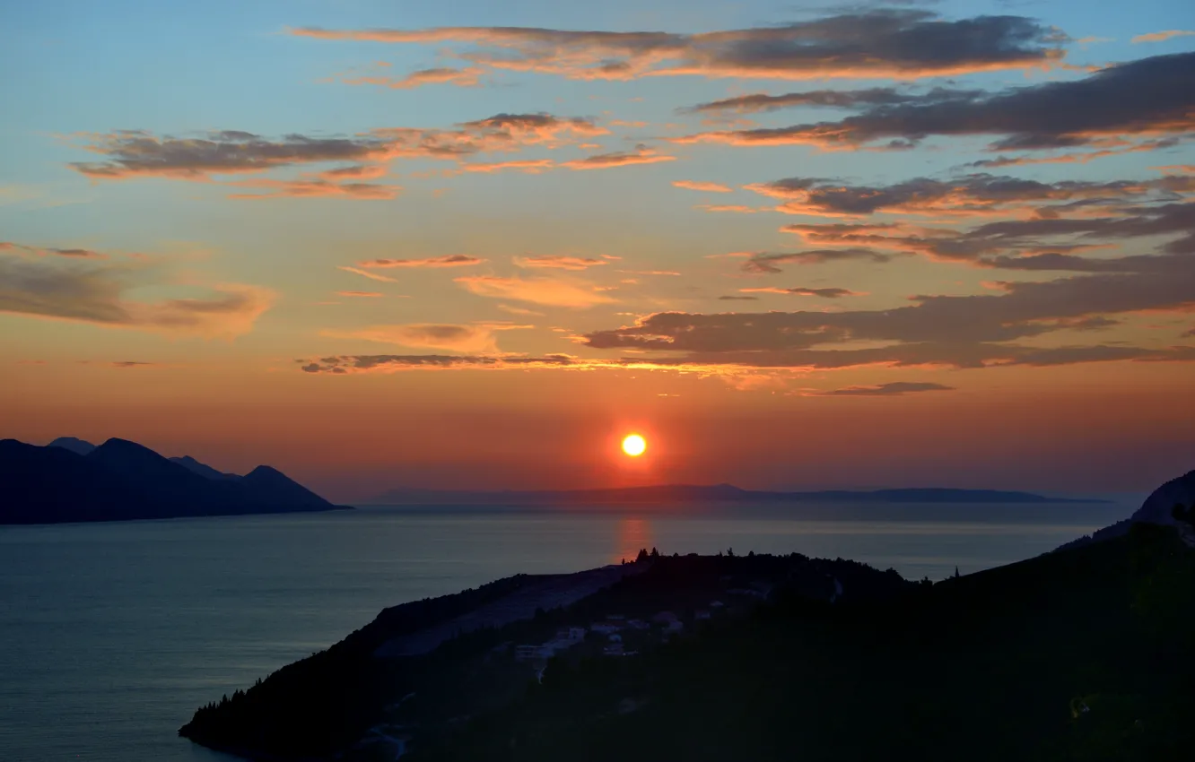 Photo wallpaper sea, clouds, sunset, Croatia, Dubrovnik