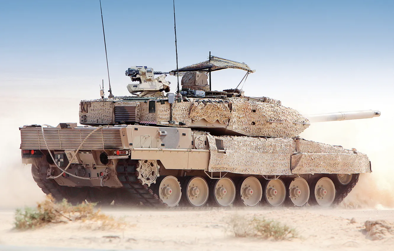 Photo wallpaper Desert, Tank, Leopard 2A, The main German tank