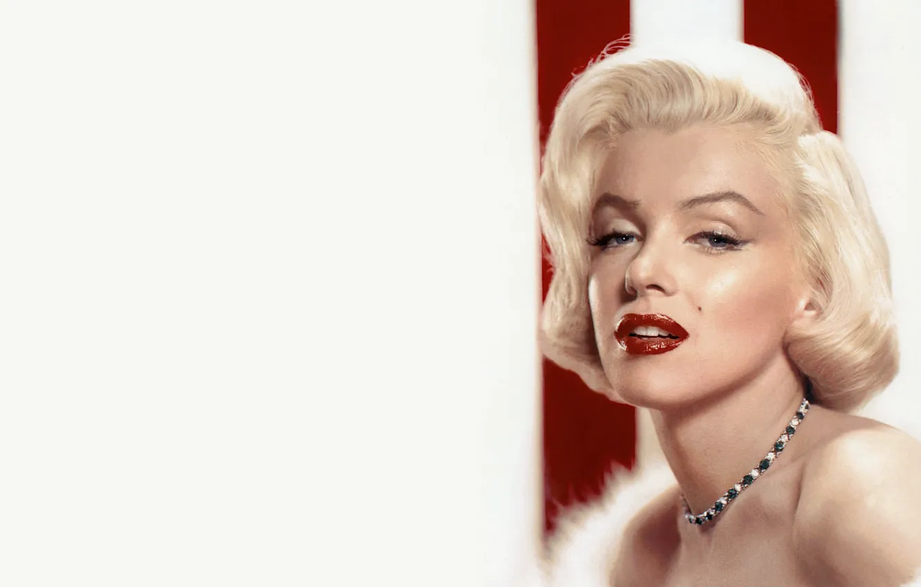 Photo wallpaper women, blonde, Marilyn Monroe, actress, celebrity, necklace, closeup, white background
