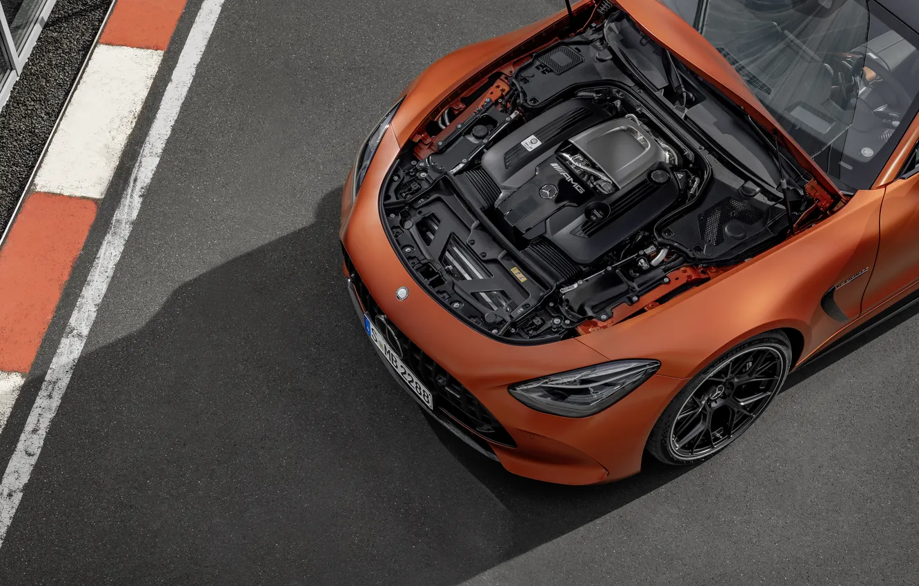 Photo wallpaper engine, coupe, Mercedes, the view from the top, AMG, Performance, open the hood, Mercedes-AMG