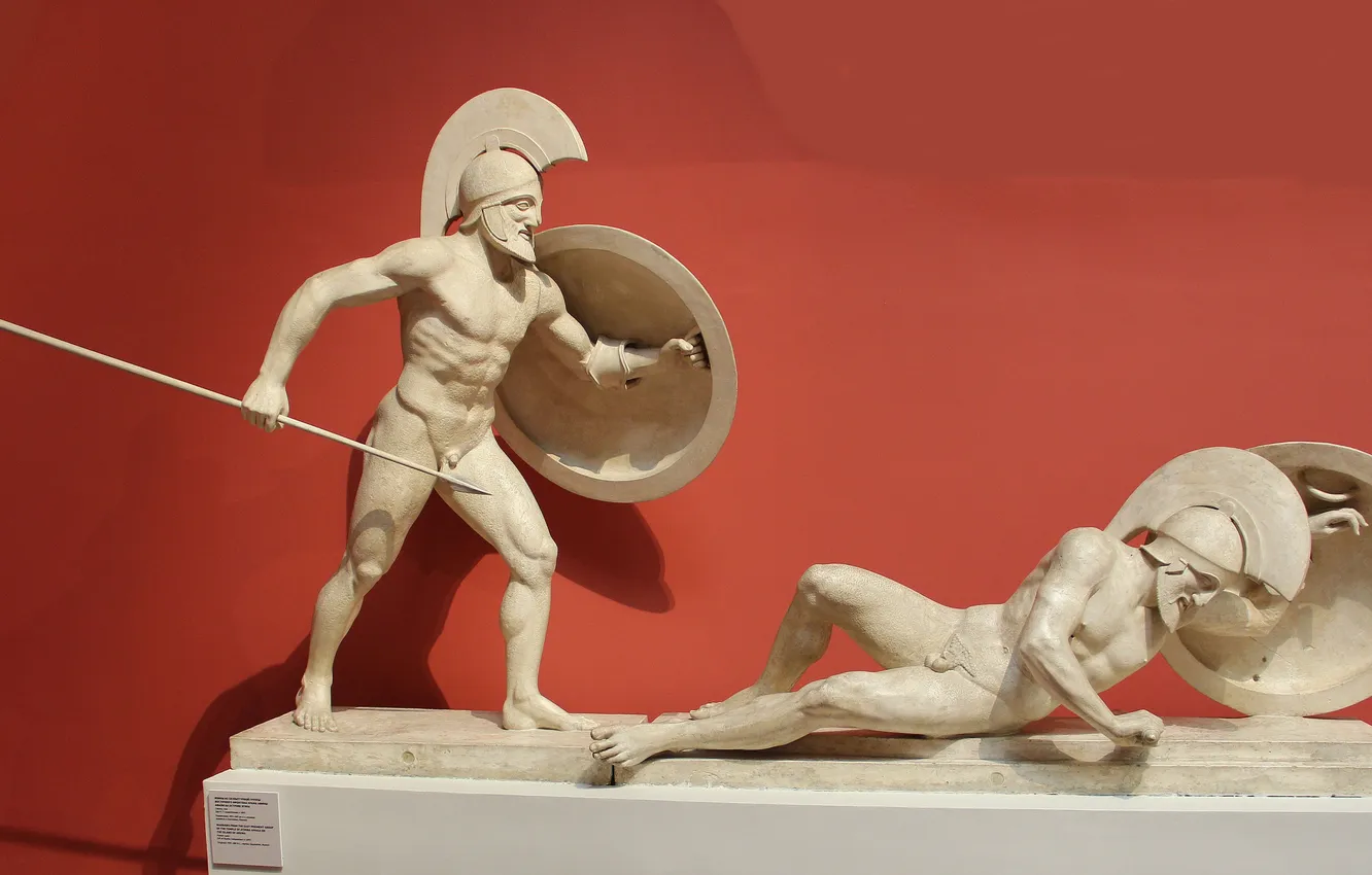 Photo wallpaper warrior, Moscow, male, statue, sculpture, two, copy, naked