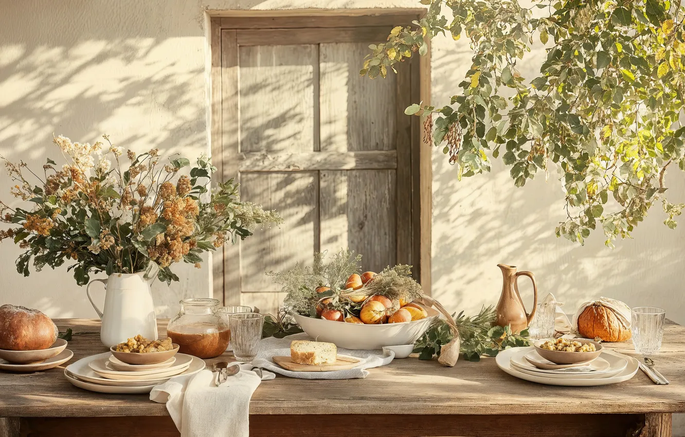 Photo wallpaper autumn, comfort, home, warm, leave, beverages