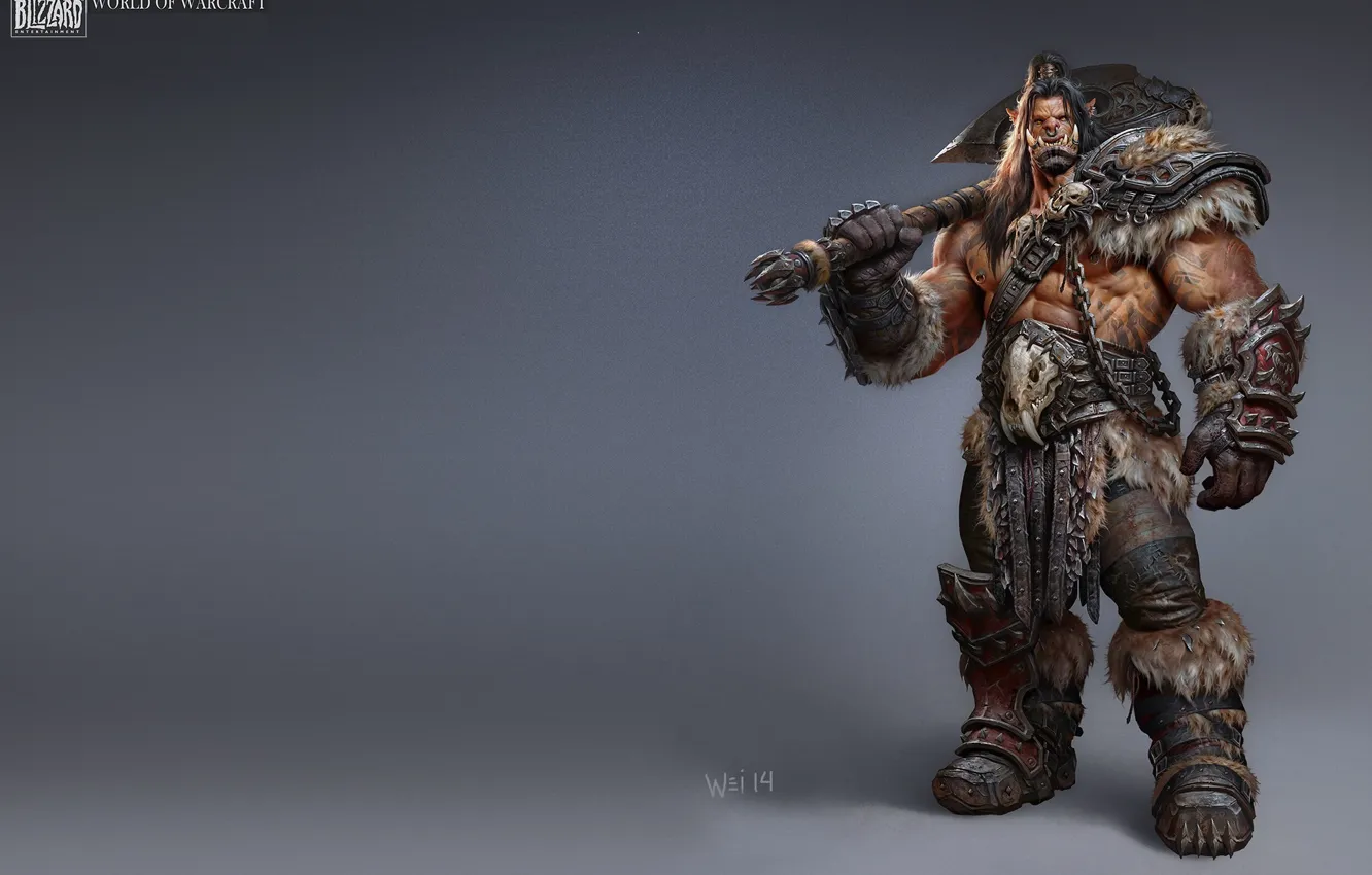 Photo wallpaper weapons, art, Orc, The Art of Warcraft, Wei Wang