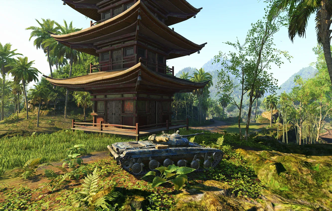 Photo wallpaper nature, WoT, USSR Tank