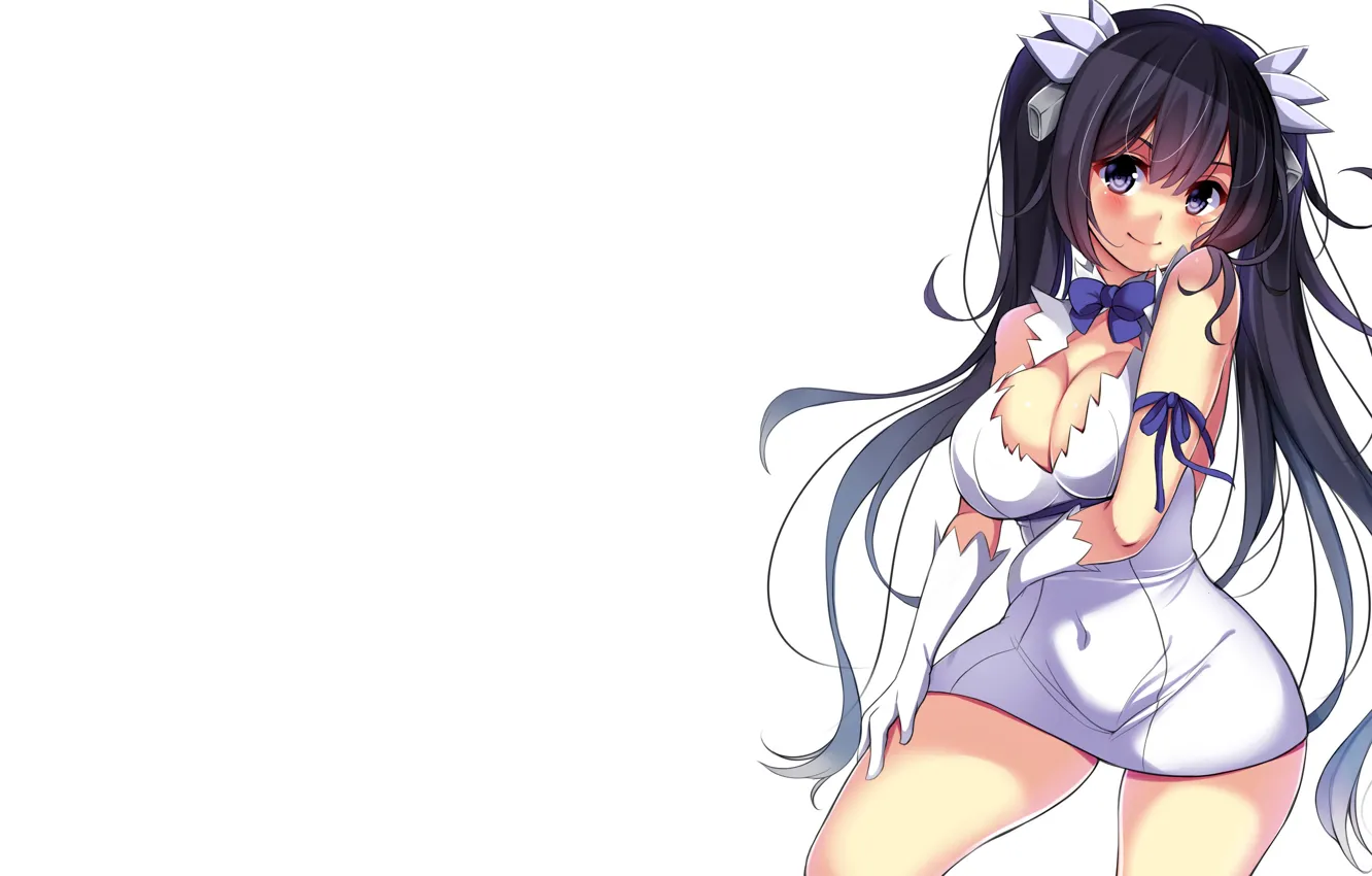 Photo wallpaper girl, sexy, cleavage, long hair, dress, boobs, anime, beautiful