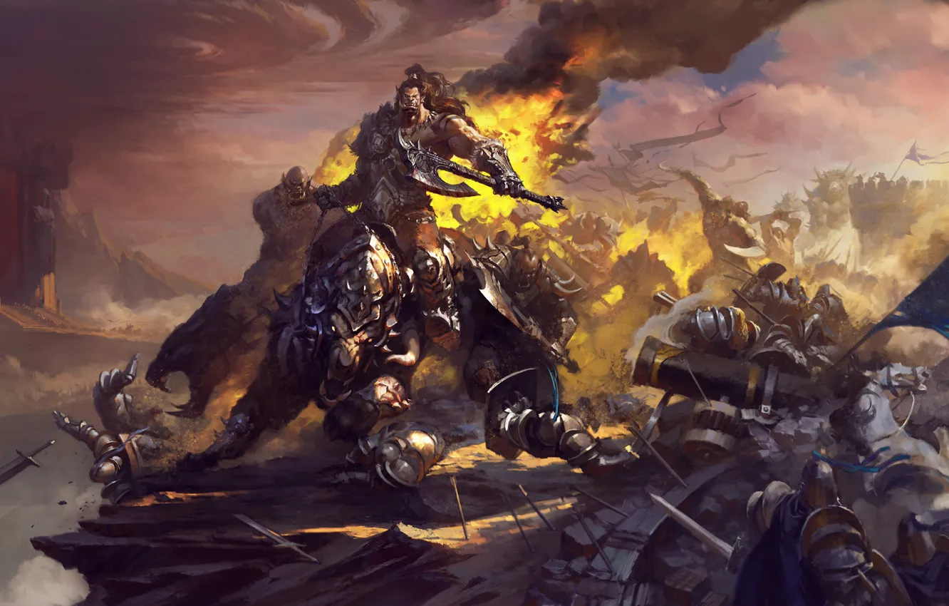 Photo wallpaper World of Warcraft, Orc, art, warlords of draenor, Grommash Hellscream