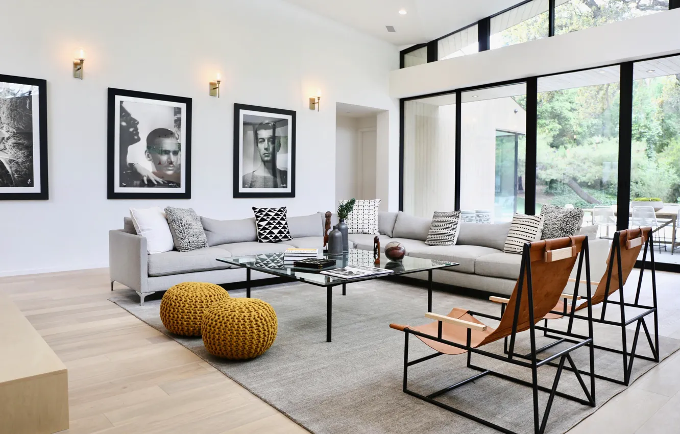 Photo wallpaper design, style, room, interior, living room, Home in Pasadena, by Meridith Baer Home
