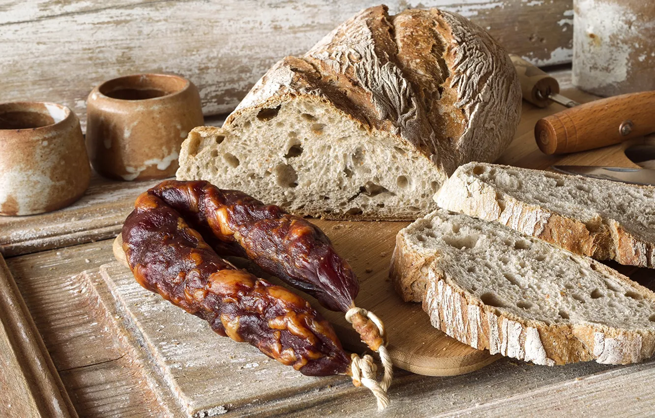 Photo wallpaper bread, pot, smoked, cutting Board