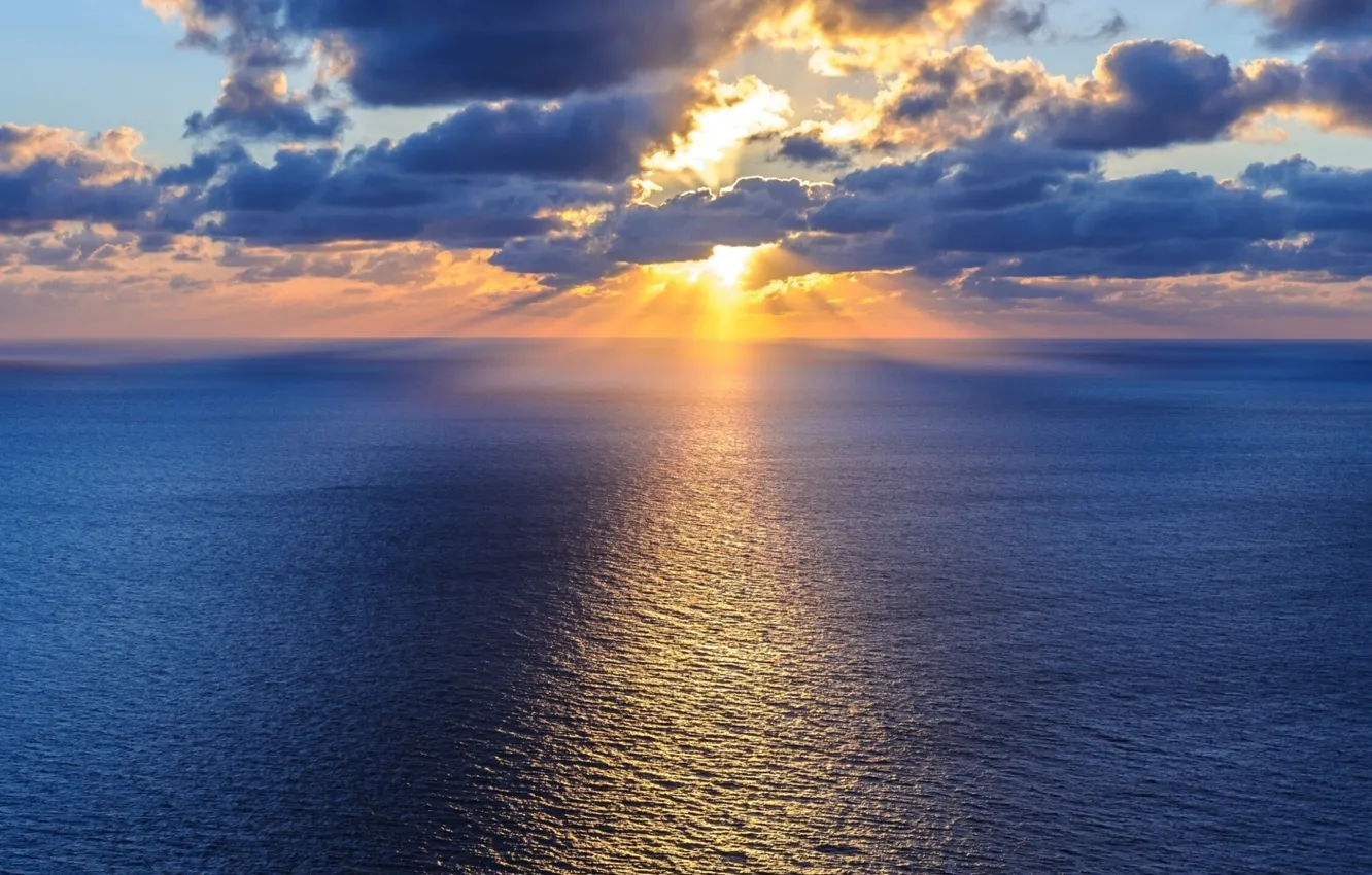 Photo wallpaper ocean, landscape, nature, sunset, surreal