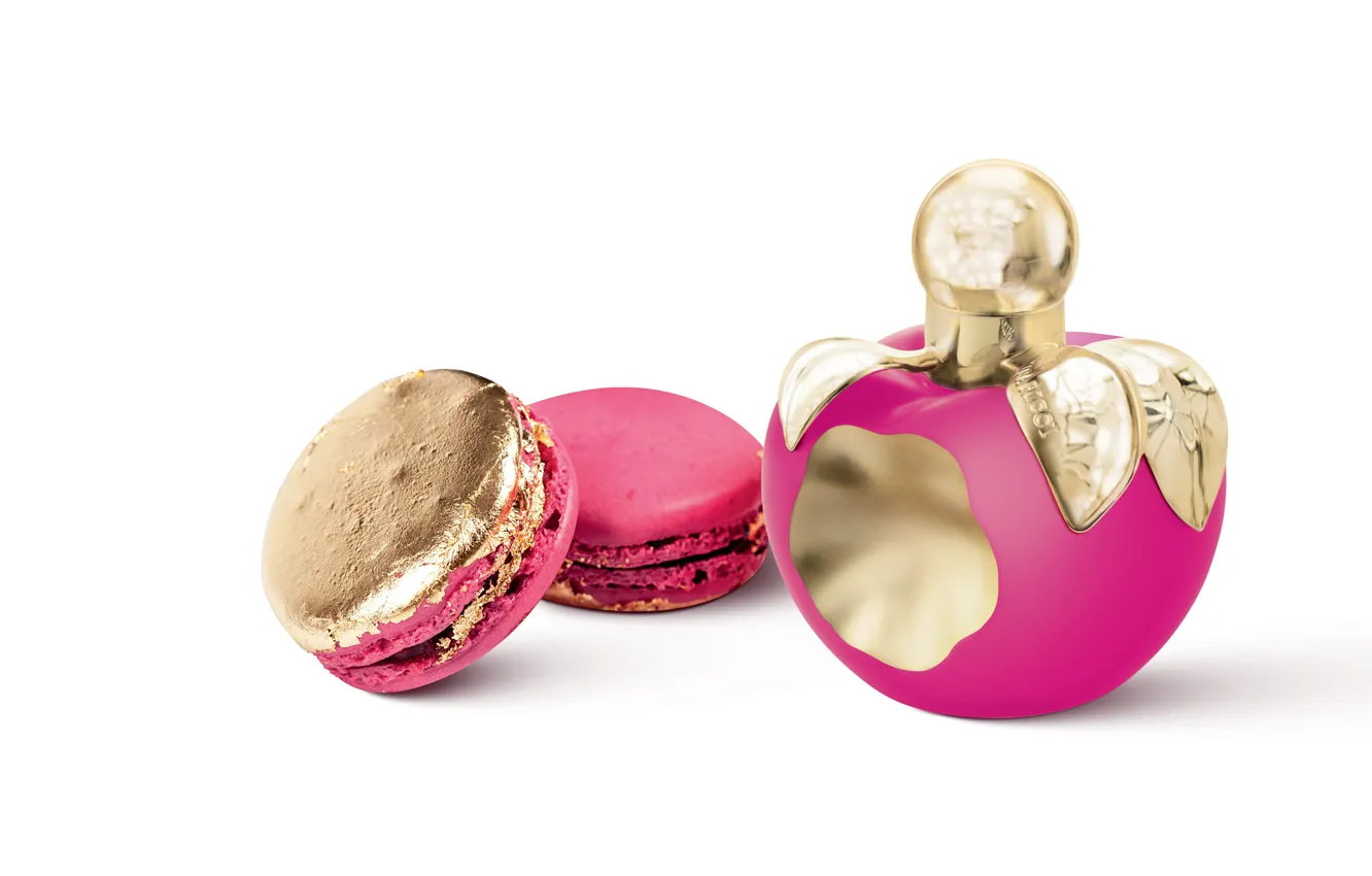 Photo wallpaper bottle, Paris, perfume, macaron, Les Delices, Nina Ricci