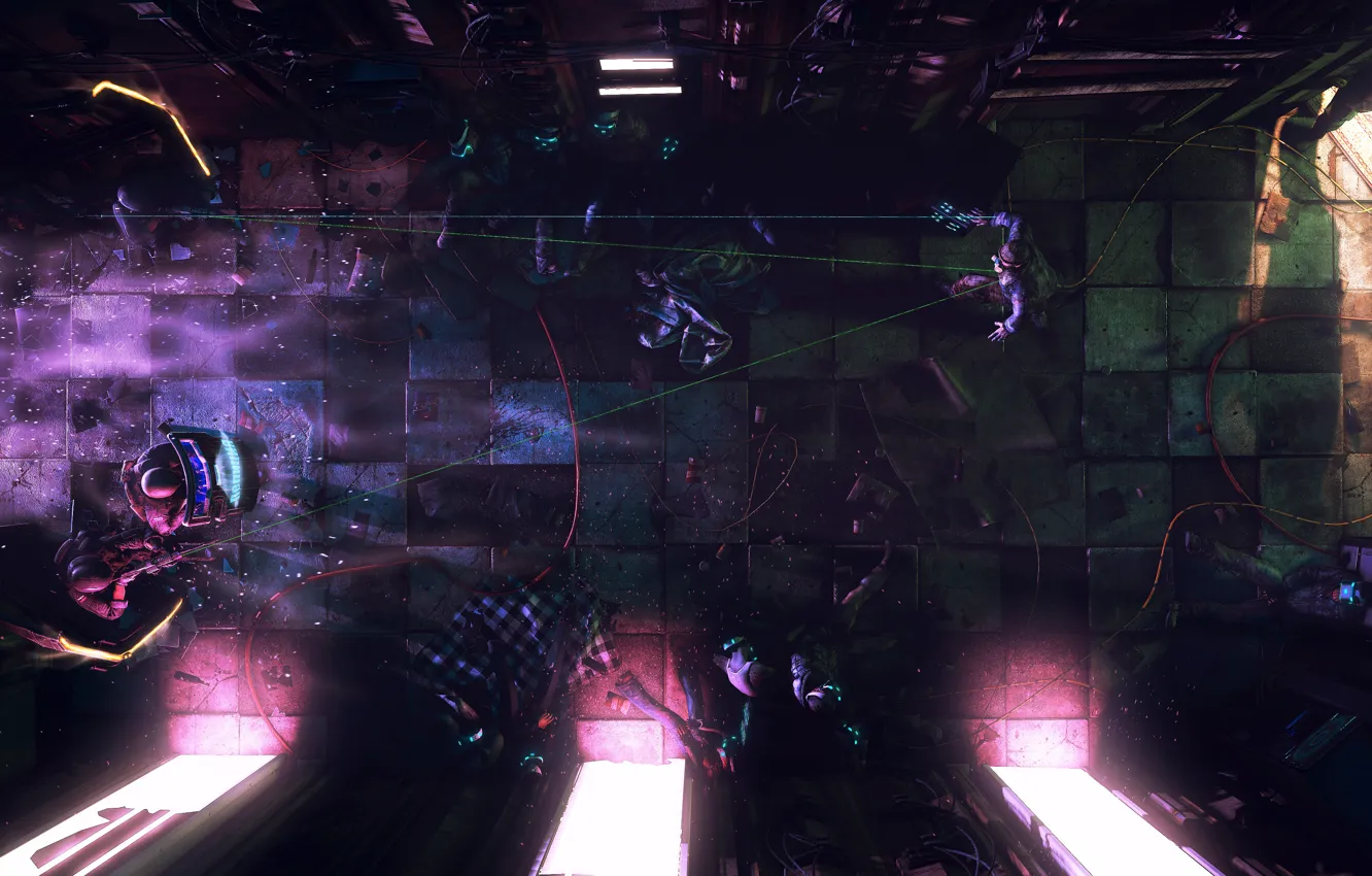 Photo wallpaper fiction, police, neon, art, Russia, Russia, operation, police