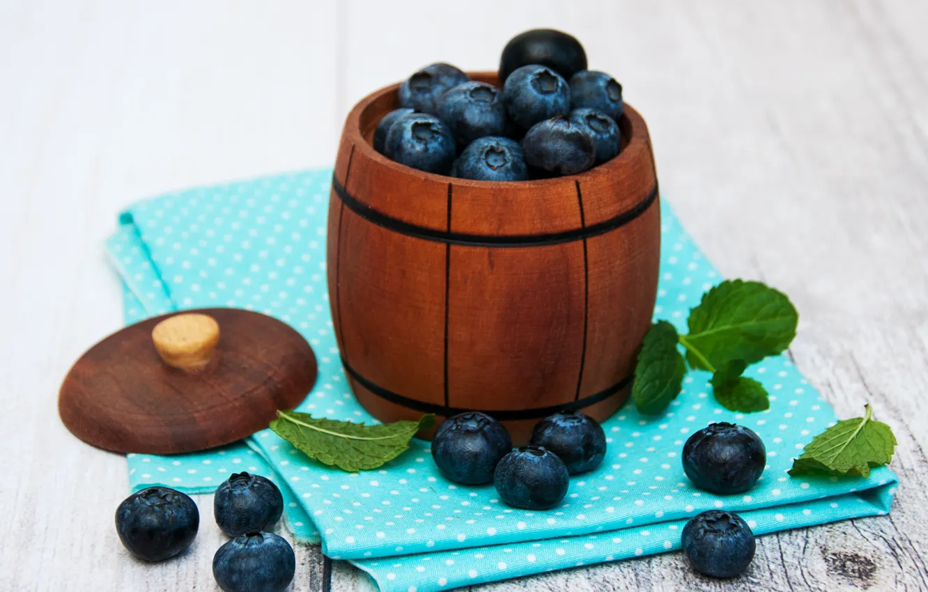 Photo wallpaper berries, table, blueberries, Olena Rudo