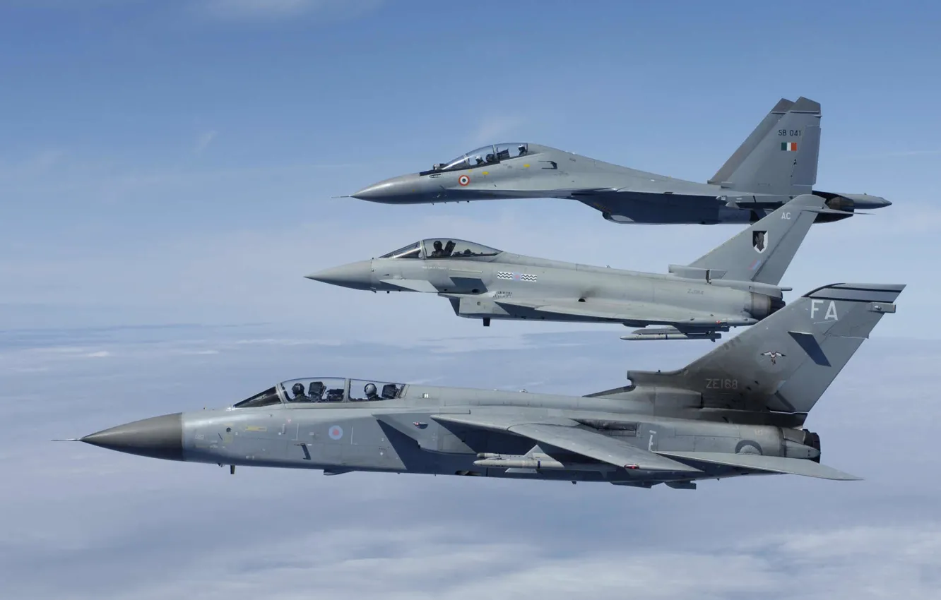 Photo wallpaper flight, fighters, Eurofighter Typhoon, Tornado, Su-30MKI, "Tornado"